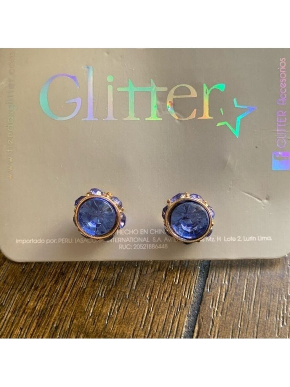 New Gold & Blue Stud Earrings